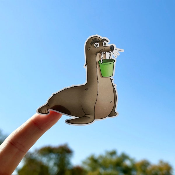 Gerald Seal with Green Pale from Disney Finding Dory Sticker for Laptops, Water bottles, Phones, and more | FREE SHIPPING!