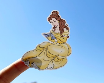 Belle Reading Waterproof Sticker, Beauty and the Beast, Disney