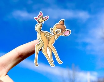 Bambi and Butterfly Waterproof Sticker