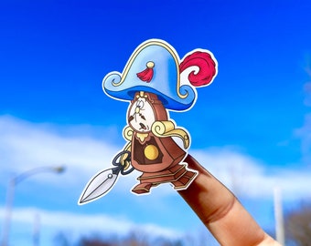 Cogsworth Sticker, Beauty and the Beast, Waterproof Disney Sticker