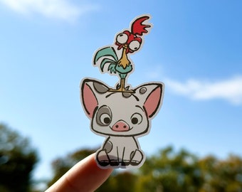 Moana Pua & Hei Hei Sticker, Waterproof Disney Decal