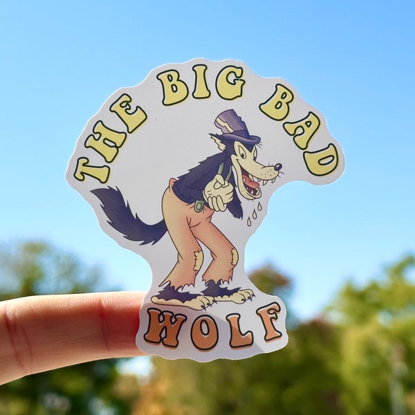 The Big Bad Wolf Sticker, Three Little Pigs Sticker, Disney Big Bad Wolf Sticker, Disneyland sticker, Disneyland sticker waterproof, Wolf,
