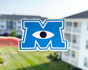 Monsters Inc "M" Logo Sticker, Waterproof Laptop Sticker