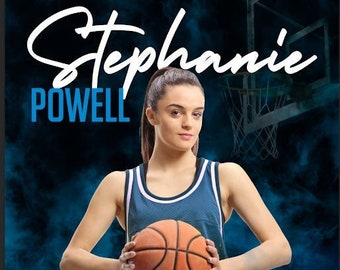Basketball Poster and Banner | Red, Blue, Orange, Yellow and Green JPEG and Layered PSD Digital Background | Photography Backdrop