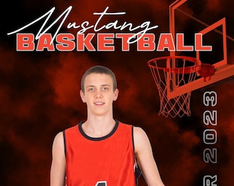 Basketball Backdrop Senior Banner Template | Red, Blue, Orange, Yellow and Green JPEG plus one Layered Photoshop file!