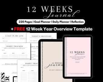 Digital 12-Week YEAR Planner | 12 Week Year-Printable Weekly Organizer for Productivity and Goal Setting | Time Management and Habit Tracker