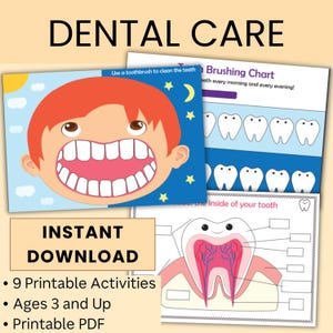 Hojas de trabajo sobre dientes y salud dental / Anatomía, etiquetado, clasificación, motricidad fina / PreK-2