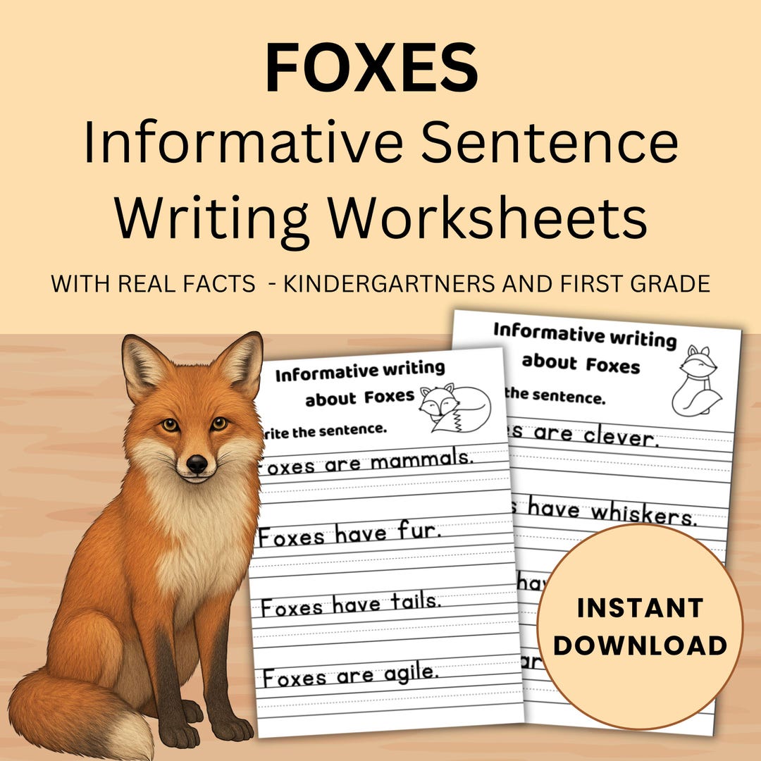 Fox Informational Writing Worksheets | Sentence Copy Practice ...