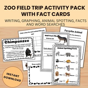Zootier Lern-PAKET | Ausdruckbare Exkursion Aktivitäten + Tier Info Karten für Kinder