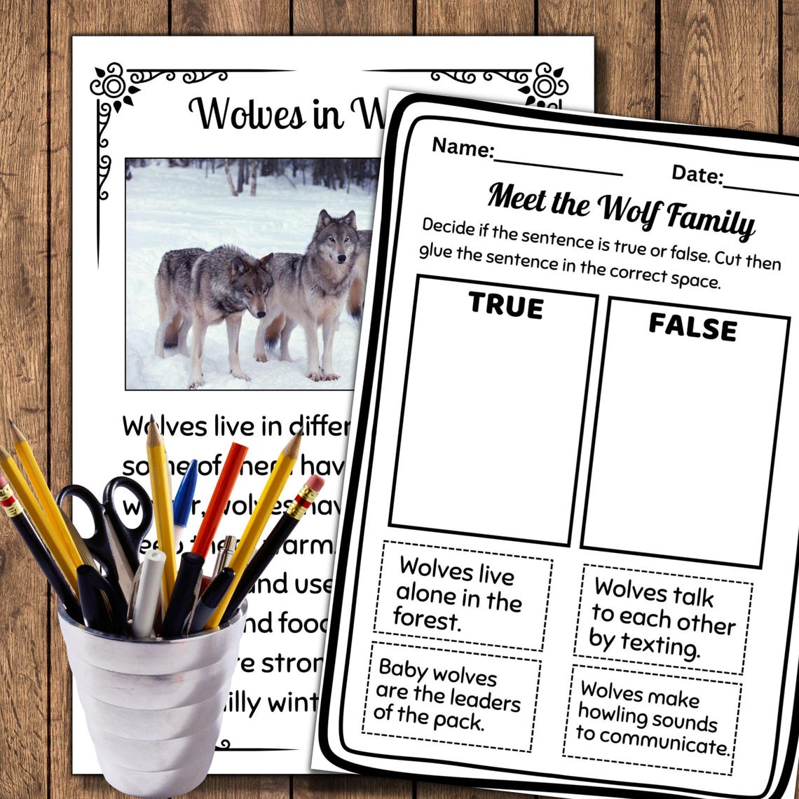 Wolves Reading Comprehension Worksheets for Kids| Nonfiction Passages ...