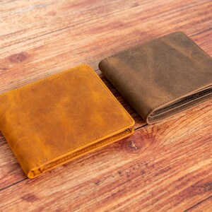 Cartera de cuero para hombre, Cartera de cuero de grano completo, Cartera titular de tarjeta, Cartera plegable, Cartera de tarjeta de identificación, Cartera de cuero delgada, Cartera minimalista
