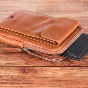 Leder Crossbody Taschen, Schulter Ledertasche, Personalisierte Brieftasche, Hellbraune Leder Brieftasche, Leder Handytasche, Visitenkartenhalter, Geschenk