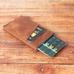 Herenportemonnee, gepersonaliseerde portemonnee, gegraveerde portemonnee, visitekaartjeshouder, creditcardhouder, portemonnee met RFID-blokkering, op maat gemaakte leren portemonnee