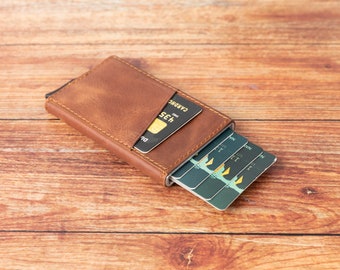 Personalized Leather Wallet: RFID Blocking, Engraved Card Holder