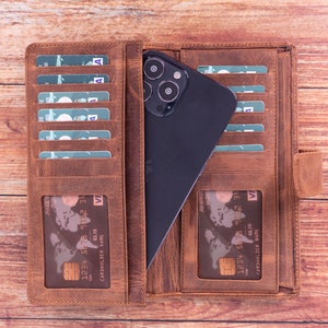 Rode leren dameshandtas, volnerf leer gepersonaliseerde portemonnee, visitekaarthouder, creditcardhouder, leren telefoonhoesje, cadeau