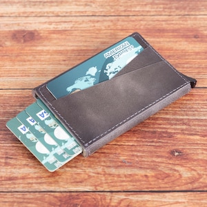 Pochette fine pour pièce de monnaie, porte-cartes de visite, porte-cartes de crédit, anti-RFID, portefeuille pop-up, portefeuille à mécanisme, cadeau personnalisé fait main