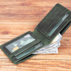 Aangepaste portemonnee, leren herenportemonnee, traditionele portemonnee, cadeau voor hem, cadeau vriendje, jubileumcadeau, verjaardagscadeau, dubbele portemonnee