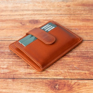 Kleine portemonnee, dunne leren portemonnee, creditcardportemonnee, portemonnee voor visitekaartjes, dun leren etui, gepersonaliseerde portemonnee, gegraveerde portemonnee, cadeau