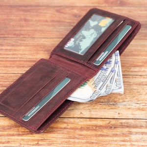 Slanke herenportemonnee, handgemaakte kaartportemonnee, leren portemonnee, visitekaartjeshouder, creditcardhouder, gepersonaliseerde portemonnee met gegraveerd monogram