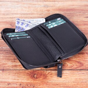Gepersonaliseerde cadeau, aangepaste portemonnee heren, handgemaakte portemonnee, portemonnee met rits, creditcardportemonnee, visitekaartjeshoes, kerstdagcadeau, muntetui