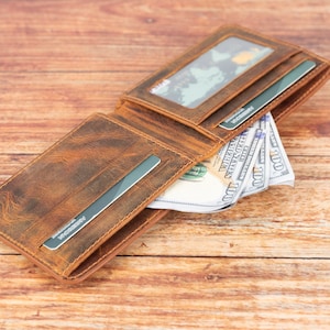 Portefeuille personnalisé, Portefeuille en cuir, Portefeuille personnalisé, Cadeau pour homme, Porte-cartes de visite, Porte-cartes de crédit, Cadeau petit ami, Portefeuille fait main