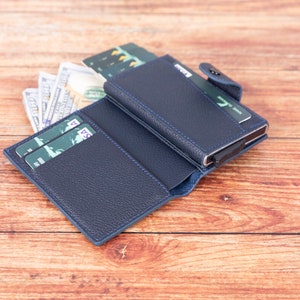 Vollnarbenleder handgefertigte Visitenkarte Kreditkarte RFID-Blocker Minimalist Style Brieftasche Fall, Vater Geschenk, Geburtstagsgeschenk, Herren Geschenk