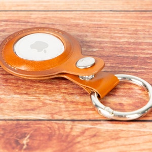 Full Grain Leather AirTag Case: Handmade Keychain Keyring