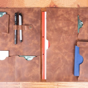 Leather Portfolio, Leather Organizer, Leather Tablet Case, iPad Leather Cover, Notebook Case, Leather Planner, Travel Cable Organizer
