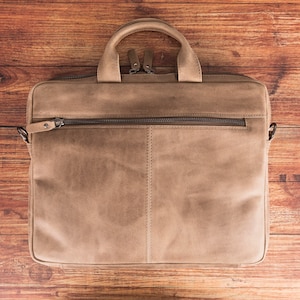 Leather Briefcase, Personalized 13&quot; Laptop Leather Bag, Laptop Bag, Shoulder Bag, RFID Blocker Protective Bag, Laptop Case, Laptop Sleeve