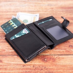 Minimalistische portemonnee, herenportemonnee, gepersonaliseerde portemonnee, gegraveerde portemonnee, visitekaartjeshouder, creditcardhouder, handgemaakte portemonnee RFID-blokker