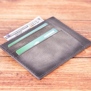 Aangepaste portemonnee, leren portemonnee, creditcardhouder, visitekaartjeshouder, kleine leren portemonnee, slanke herenportemonnee, gegraveerde kaart portemonnee cadeau