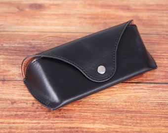Handmade Leather Glasses Case: Slim Sunglasses Organizer, Personalized Eyewear Cover