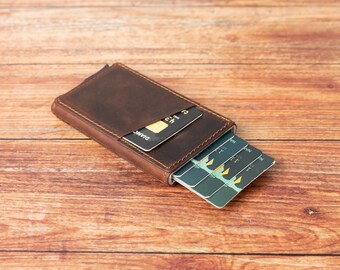 Personalized Leather RFID Wallet: Engraved Slim Card Holder