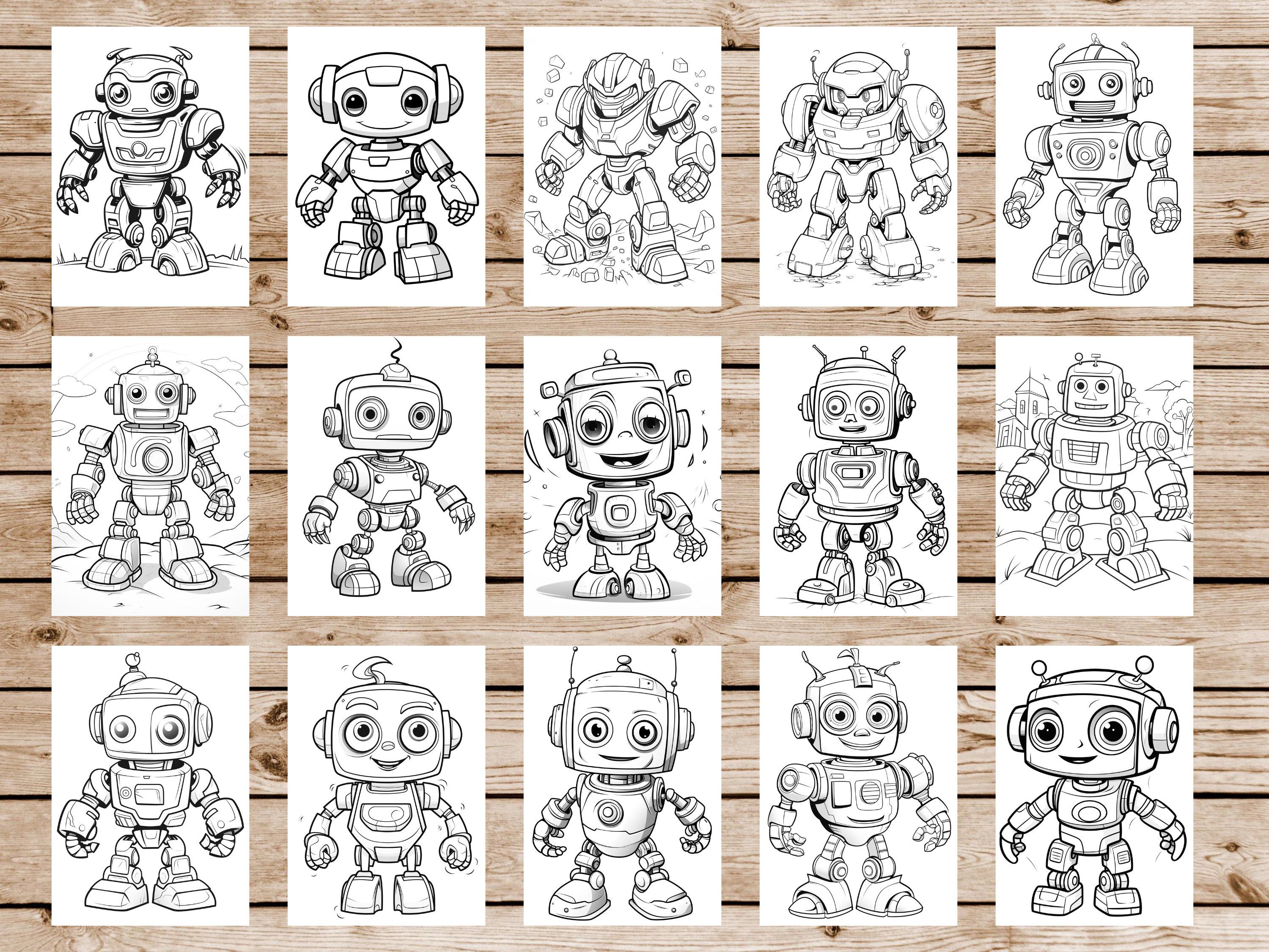 50 Cute Robot Coloring Pages for Kids - Printable Digital Download - Etsy