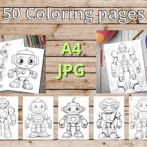 50 Cute Robot Coloring Pages for Kids - Printable Digital Download