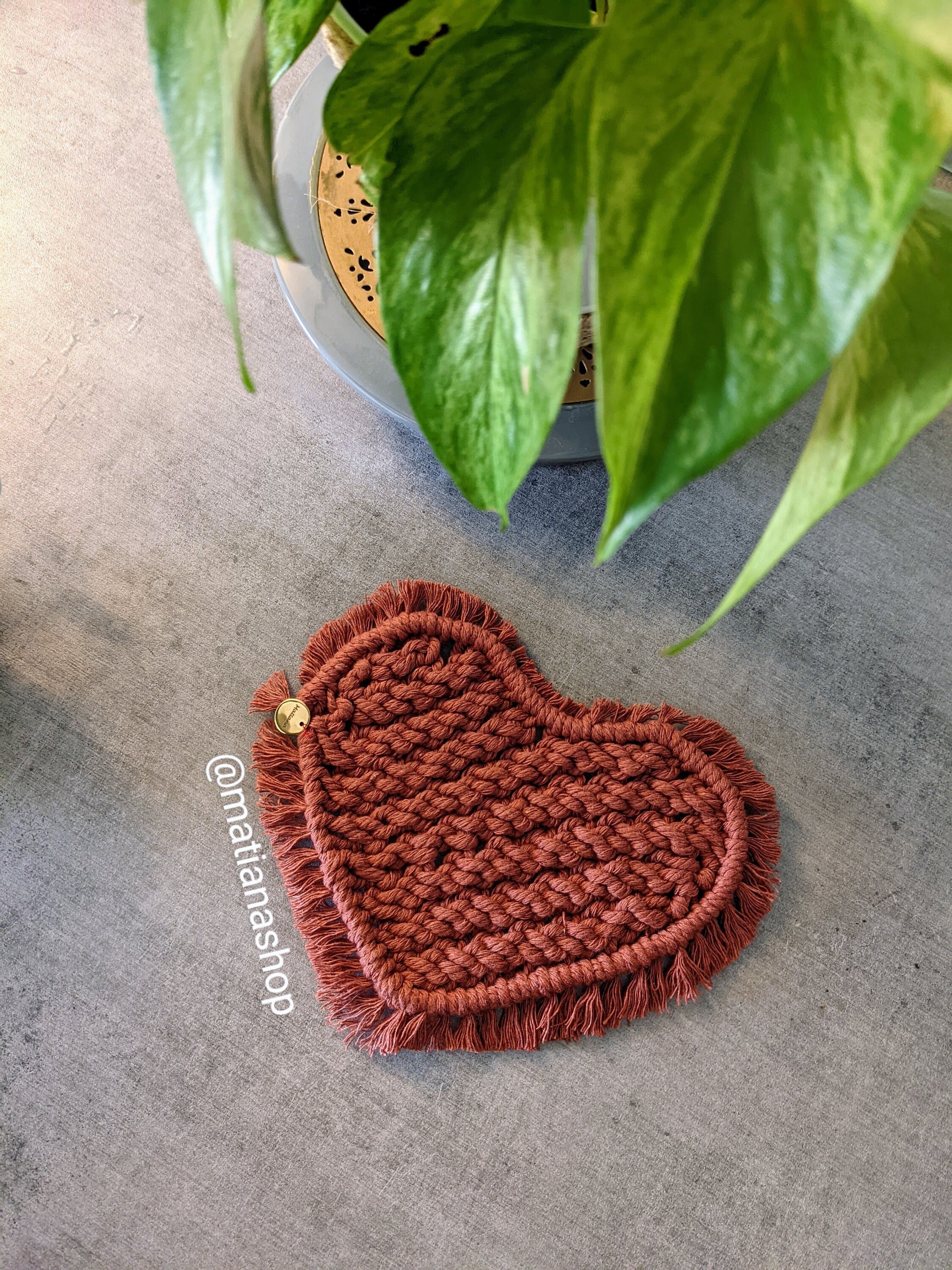 Dessous de Verre Coeur Macramé