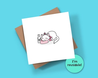 Christmas Cat Card, Marie The Aristocats Inspired, Reusable, Geeky Greeting Card