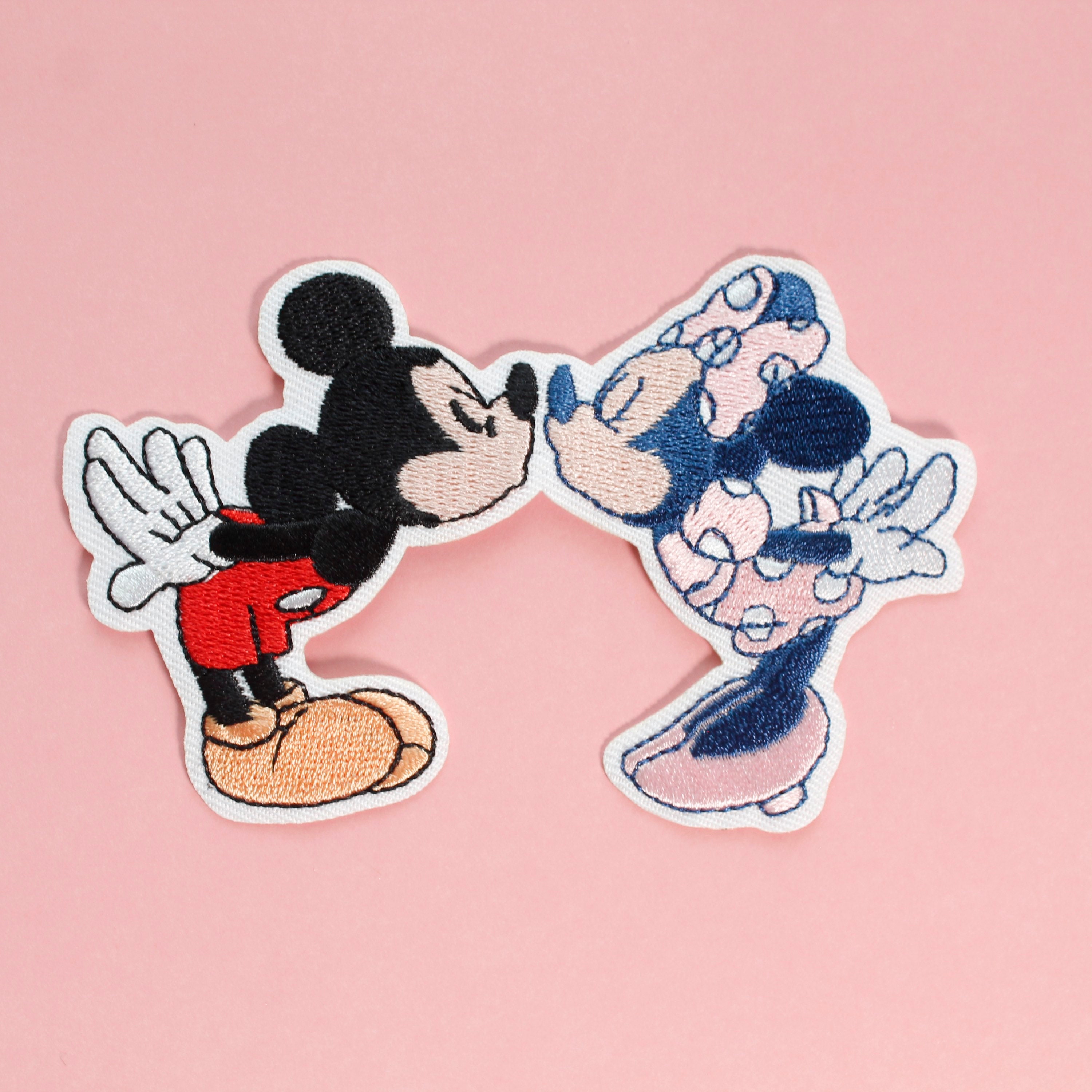 Mickey and Minnie Kissing Iron on Patch Mickey and Minnie 
