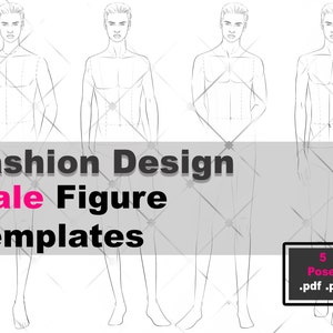 Male Figure Templates for Fashion Illustrations Croquis With | Etsy