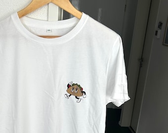 Doner Kebab Cartoon Tshirt - Kreuzberg - Berlin- Embroidered Organic Cotton Tshirt - Funny Gift - Doner with Everything