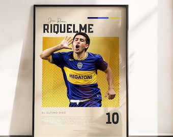 Juan Román Riquelme Boca Juniors affisch | Riquelme Football Legend | Boca Juniors Väggkonst | Argentina fotboll konsttryck | Gåva A3 A4