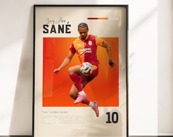 Leroy Sané Galatasaray-affisch | Sané GS fotbollsväggkonst | Galatasaray Istanbul konsttryck | Present till galafans | A3 A4