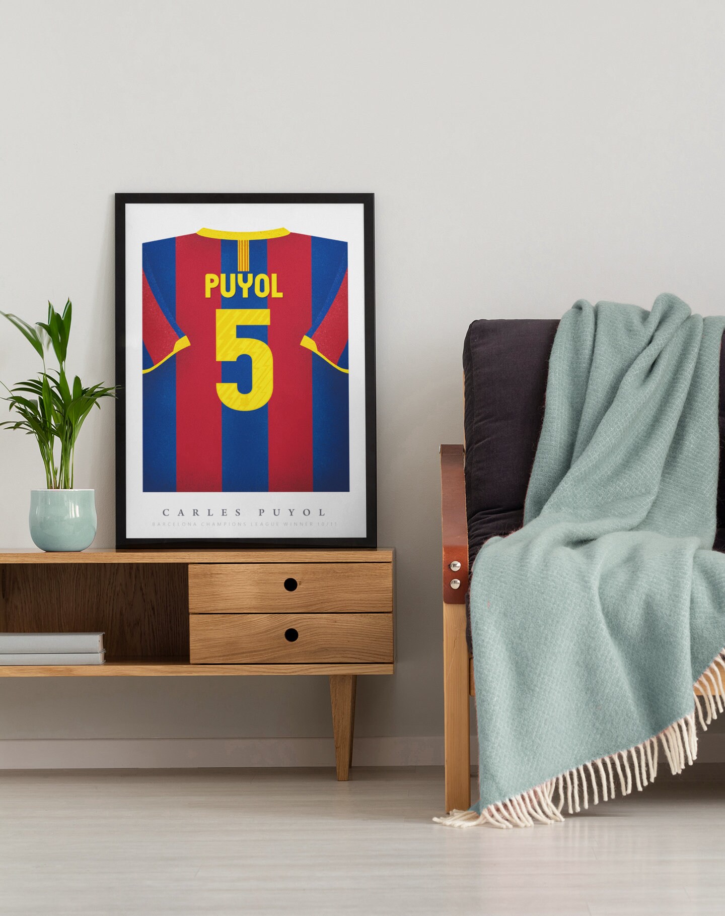 Quadro decorativo Emoldurado Puyol Jogador De Futebol Barcelona