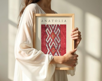 Oriental Carpet Pattern Poster • Anatolia Design in A3 & A4, Boho Wall Decor, Vintage Style, Cultural, Ethnic, Carpet Universe