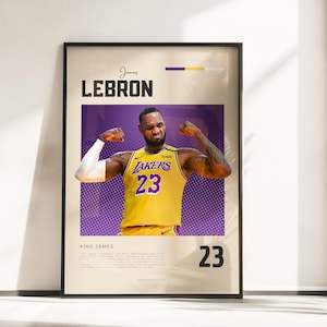 Póster Retro Vibes de LeBron James | Leyenda del baloncesto | Tamaños A3 y A4 | Marco negro opcional | Impresión fotográfica de alta calidad