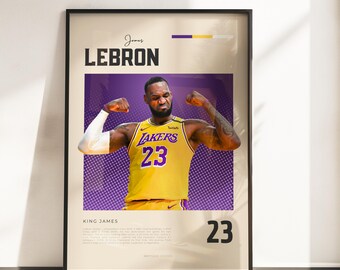Retro Vibes Poster of LeBron James | Basketball Legend | A3 & A4 Sizes | Black Frame Optional | High-Quality Photo Print