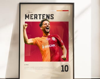 Retro Vibes Poster by Dries Mertens | Galatasaray Legend | A3 & A4 Sizes | Black Frame Optional | High-Quality Photo Print
