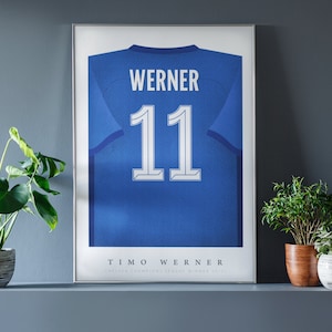 Timo Werner Shirt Poster • Chelsea 20/21 • Retro • Artwork • Football • Gift • For Him • For Friend • For Football Fan