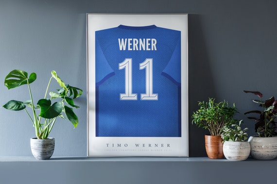 Poster de camiseta de Timo Werner Chelsea 20 21 Retro Obra de arte Futbol Regalo Para el Para novio Para fanatico del futbol Etsy Mexico