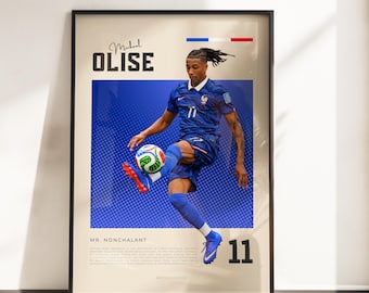 Michael Olise Frankrike affisch | Olise France Fotboll Väggkonst | Les Bleus konsttryck | Present till Frankrike-fans | A3 A4
